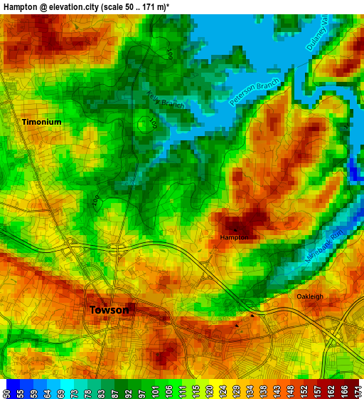 Hampton elevation map