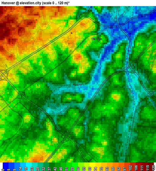 Hanover elevation map