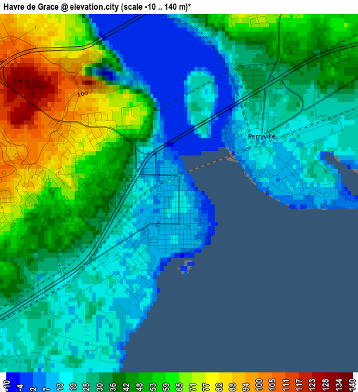 Havre de Grace elevation map