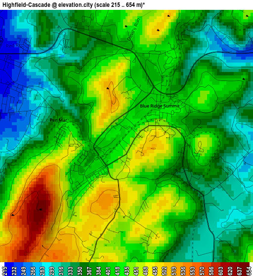 Highfield-Cascade elevation map