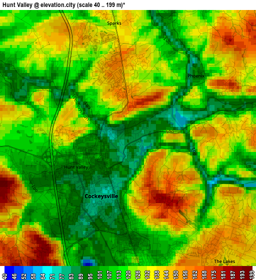 Hunt Valley elevation map