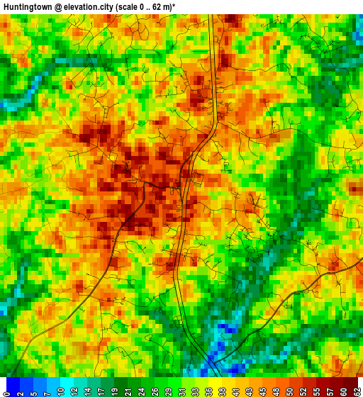 Huntingtown elevation map