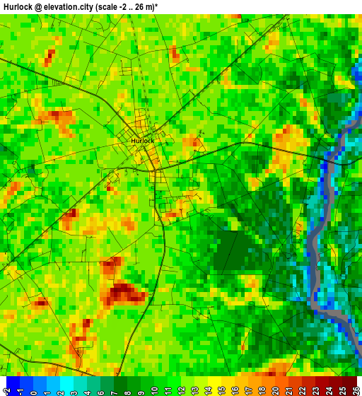 Hurlock elevation map