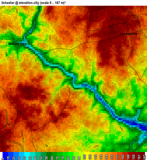 Ilchester elevation map