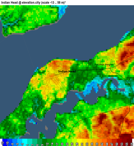 Indian Head elevation map