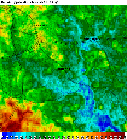 Kettering elevation map