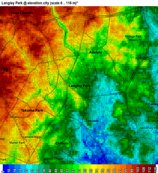 Langley Park elevation map