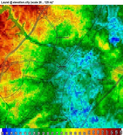 Laurel elevation map