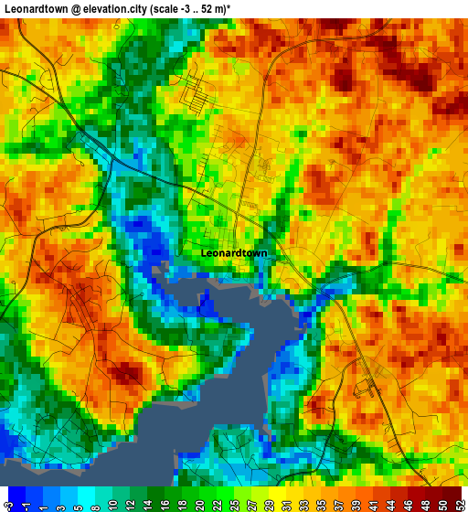 Leonardtown elevation map