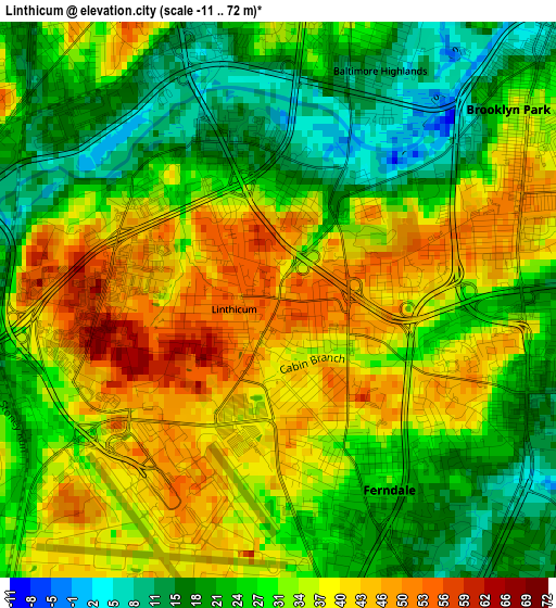 Linthicum elevation map