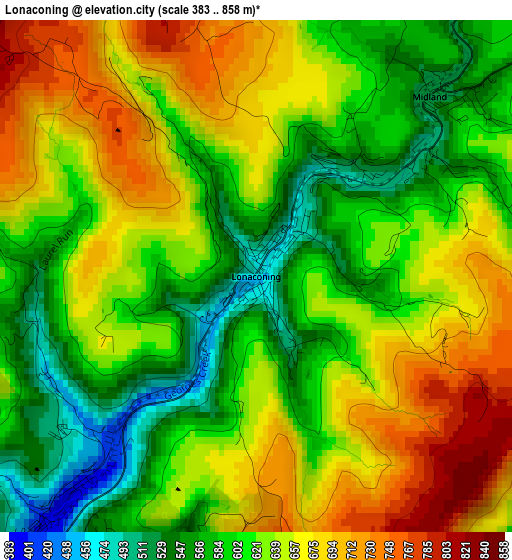 Lonaconing elevation map