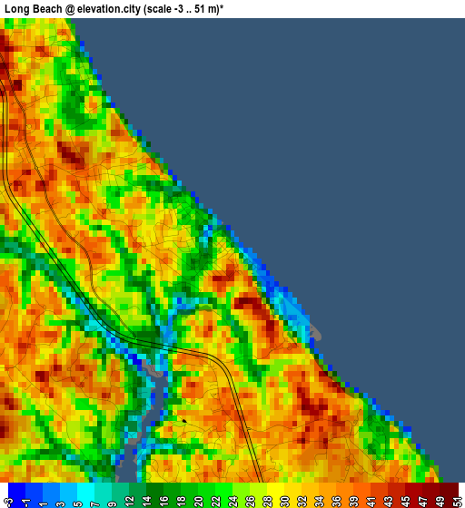 Long Beach elevation map