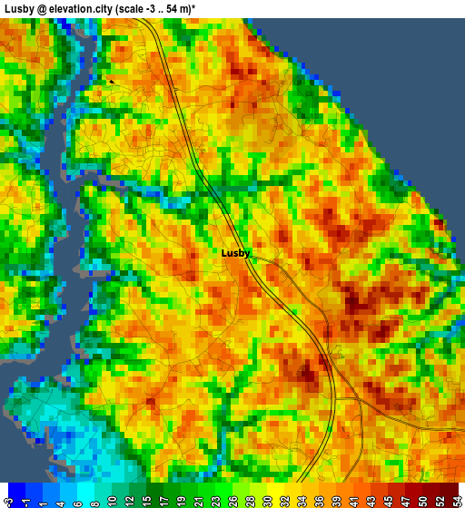 Lusby elevation map