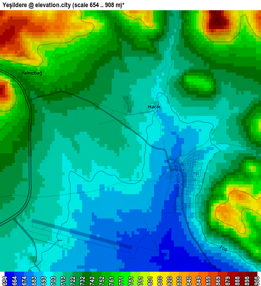 Yeşildere elevation map