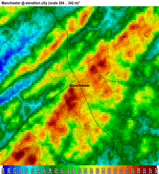 Manchester elevation map