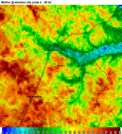 Marlton elevation map