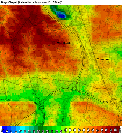 Mays Chapel elevation map