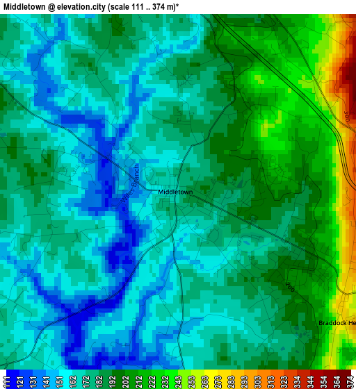 Middletown elevation map