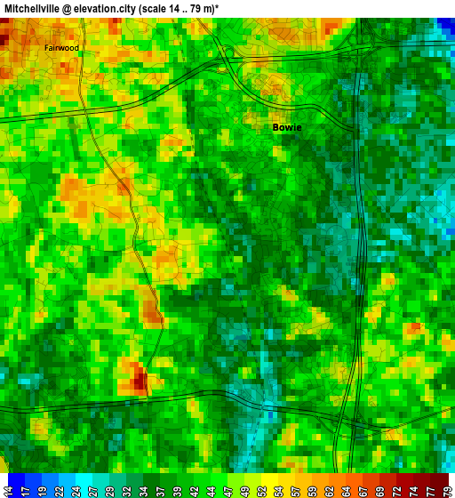 Mitchellville elevation map