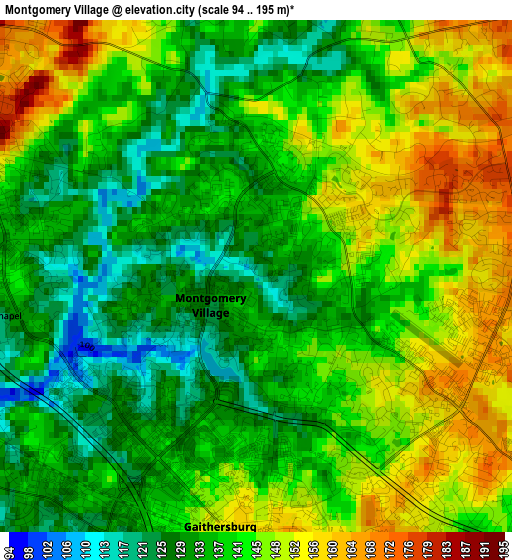 Montgomery Village elevation map