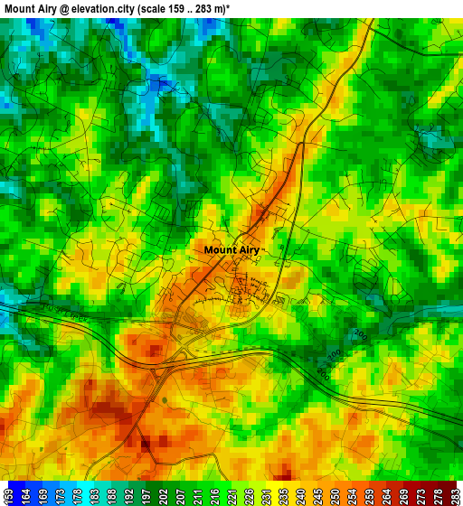 Mount Airy elevation map