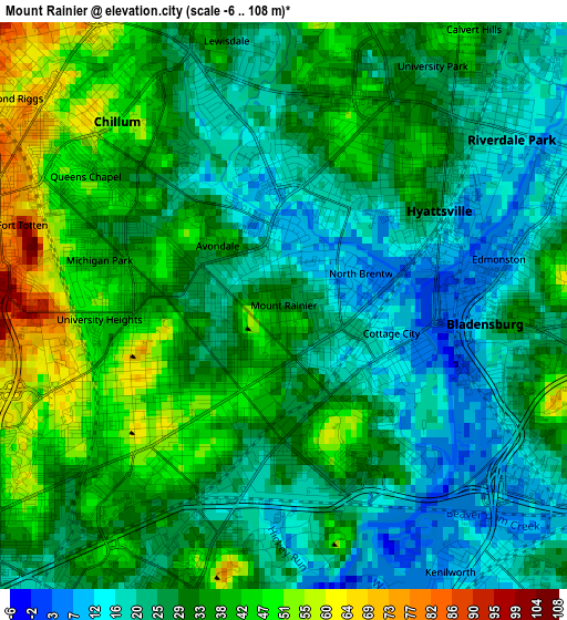 Mount Rainier elevation map