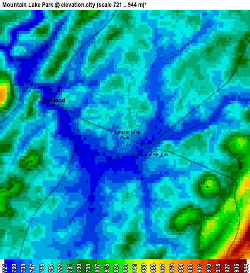 Mountain Lake Park elevation map