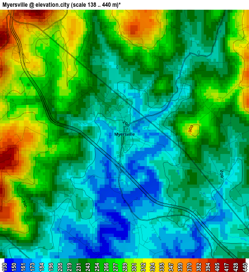 Myersville elevation map