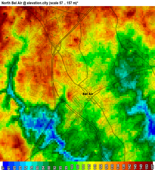 North Bel Air elevation map