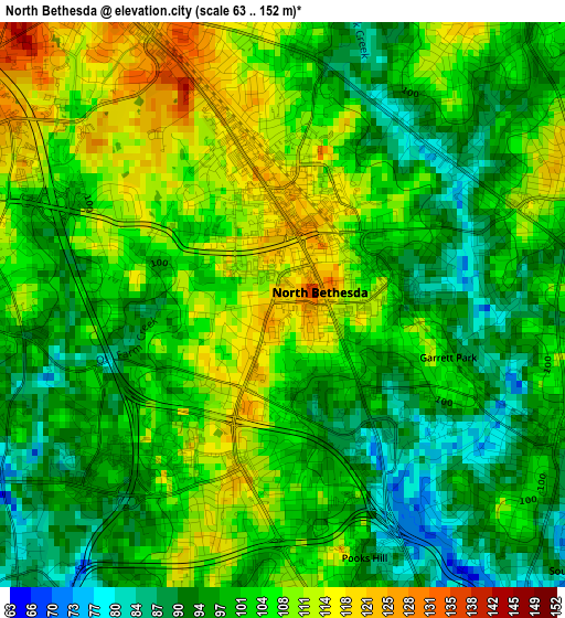 North Bethesda elevation map