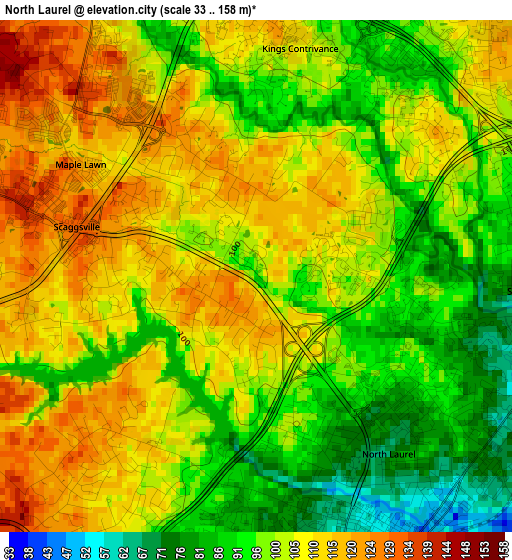 North Laurel elevation map