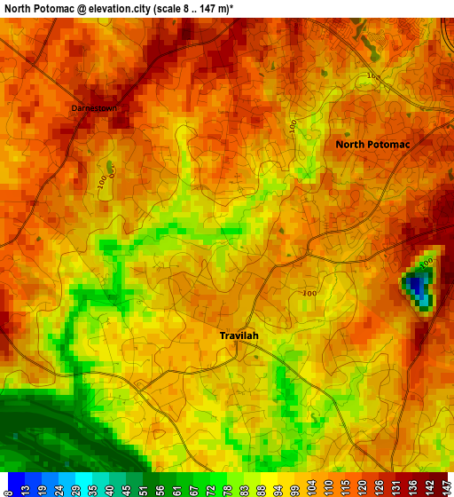 North Potomac elevation map