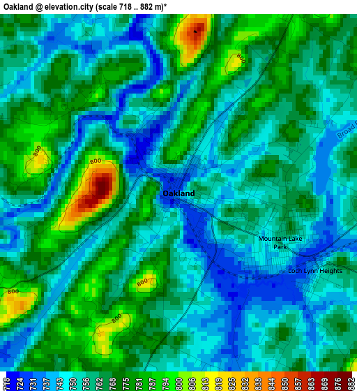 Oakland elevation map