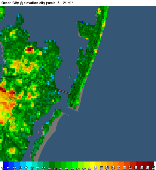 Ocean City elevation map