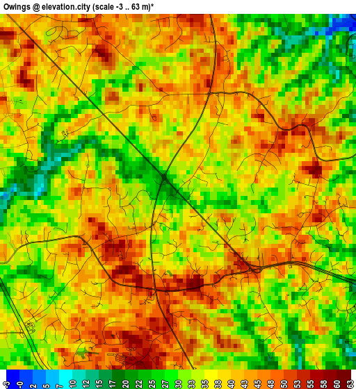 Owings elevation map