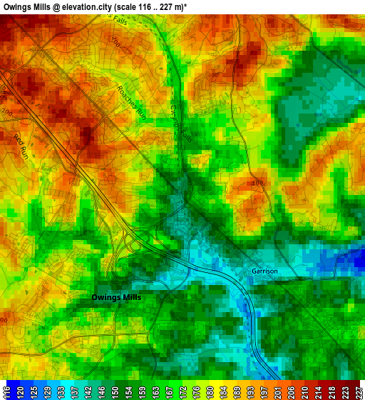 Owings Mills elevation map