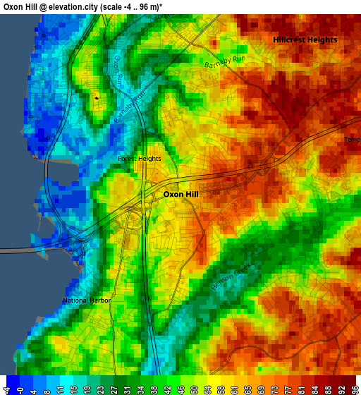 Oxon Hill elevation map