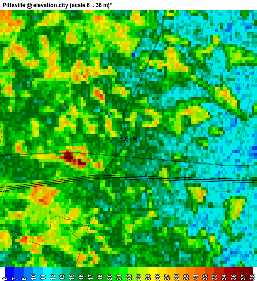 Pittsville elevation map