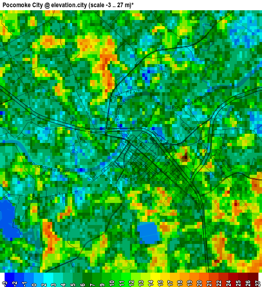 Pocomoke City elevation map