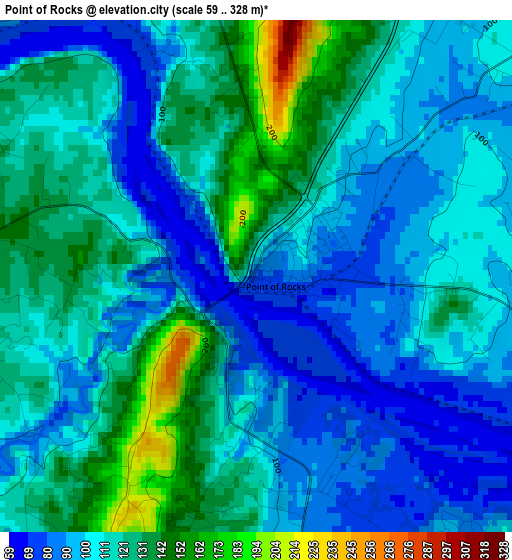 Point of Rocks elevation map