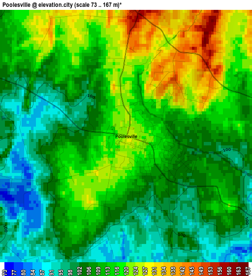 Poolesville elevation map