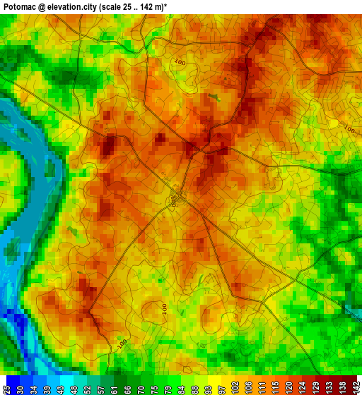 Potomac elevation map