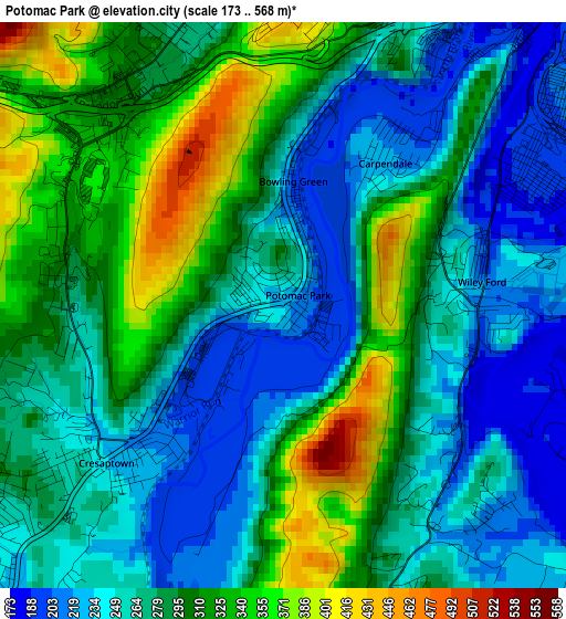 Potomac Park elevation map