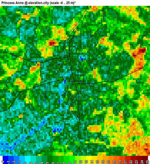 Princess Anne elevation map