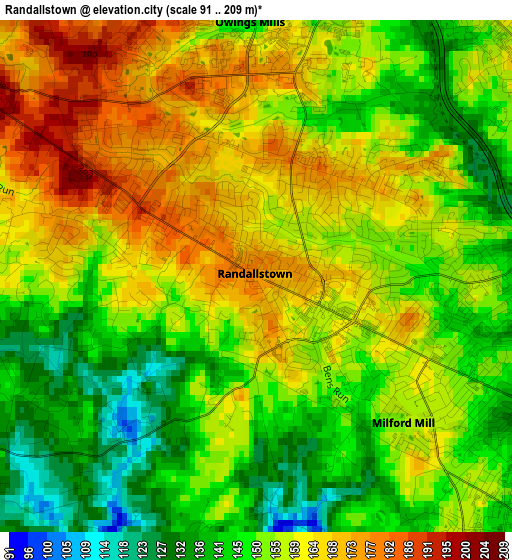 Randallstown elevation map