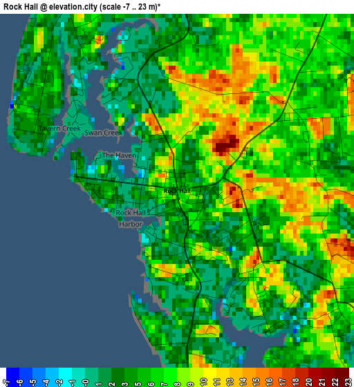 Rock Hall elevation map