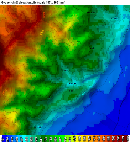 Gyuvench elevation map