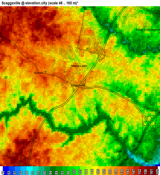 Scaggsville elevation map