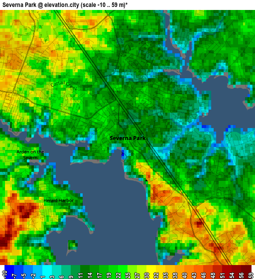 Severna Park elevation map