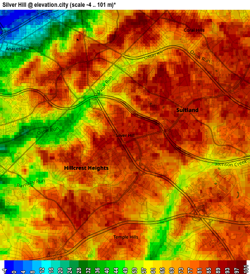 Silver Hill elevation map